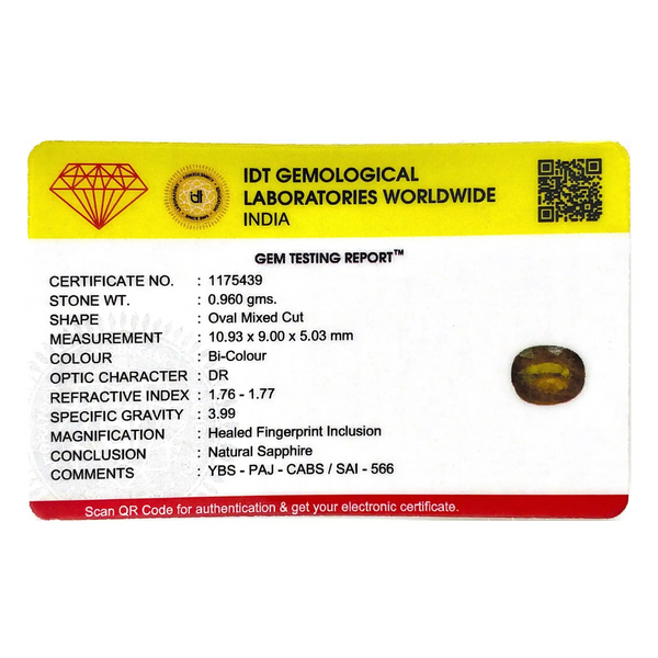 Bi-Color Sapphire (Pitambari) - 4.8 Carat - Pramogh