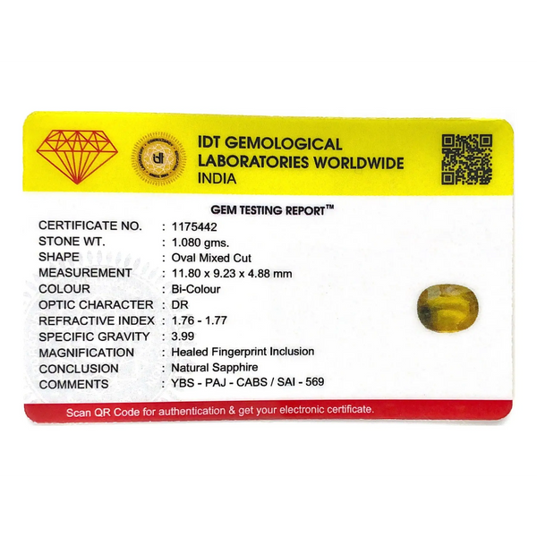 Bi-Color Sapphire (Pitambari) - 5.4 Carat - Pramogh