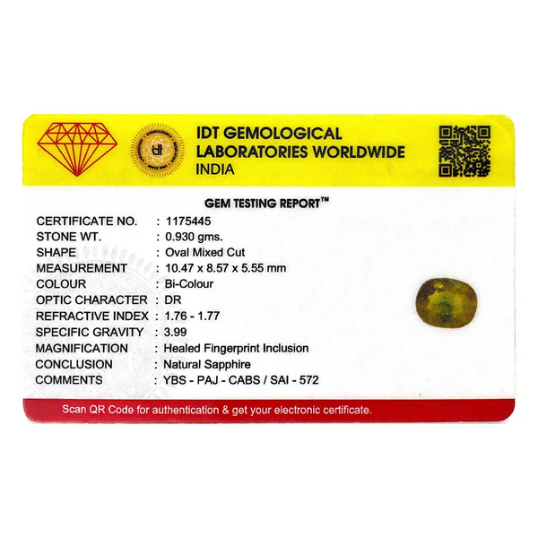 Bi-Color Sapphire (Pitambari) - 4.65 Carat - Pramogh