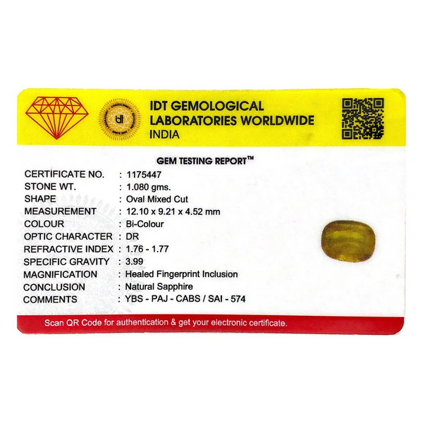 Bi-Color Sapphire (Pitambari) - 5.4 Carat - Pramogh