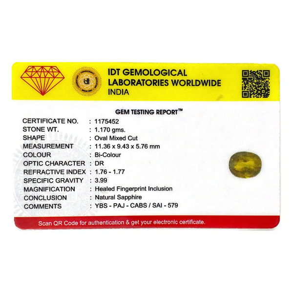 Bi-Color Sapphire (Pitambari) - 5.85 Carat - Pramogh