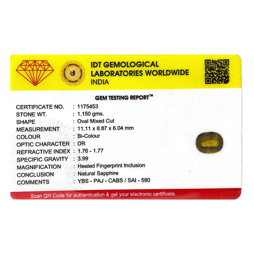 Bi-Color Sapphire (Pitambari) - 5.75 Carat - Pramogh