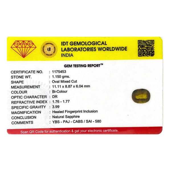 Bi-Color Sapphire (Pitambari) - 5.75 Carat - Pramogh