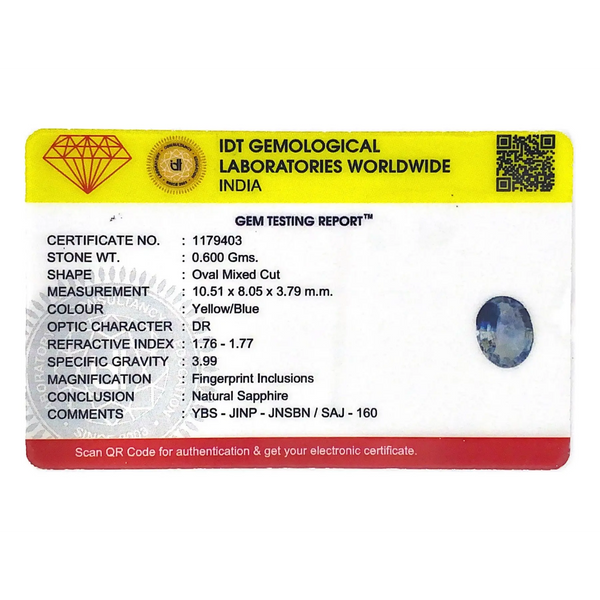 Bi-Color Sapphire (Pitambari) - 3 Carat - Pramogh