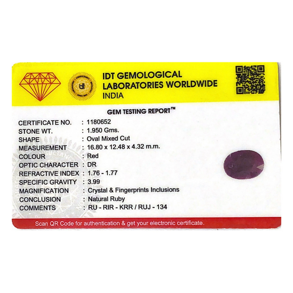 African Ruby - 9.75 Carat - Pramogh