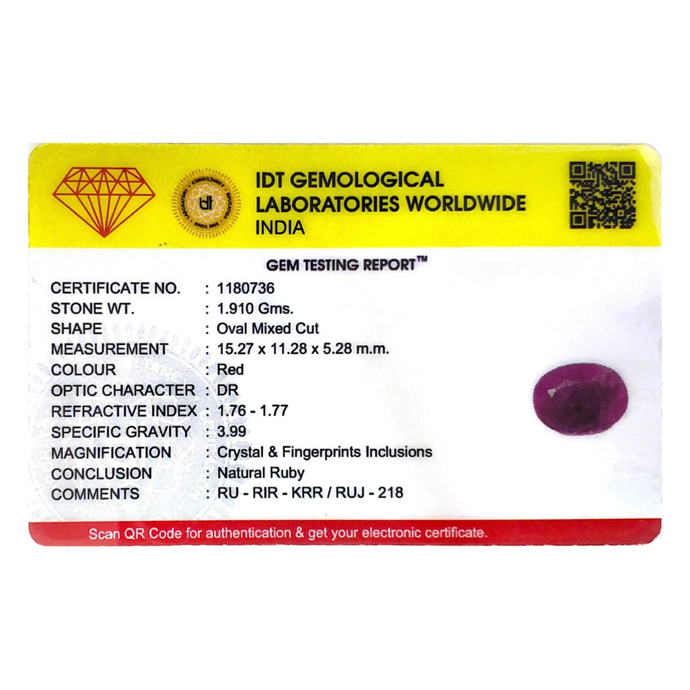 African Ruby - 9.55 Carat - Pramogh