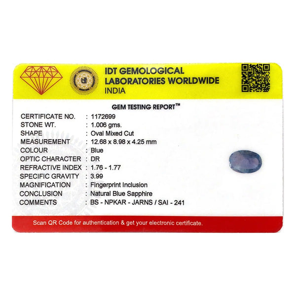 Blue Sapphire - 5.03 Carat - Pramogh