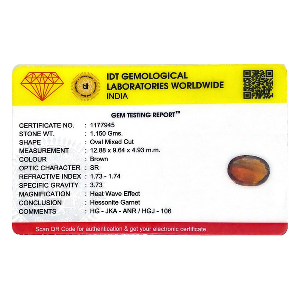 Hessonite (Gomed) - 5.75 Carat - Pramogh