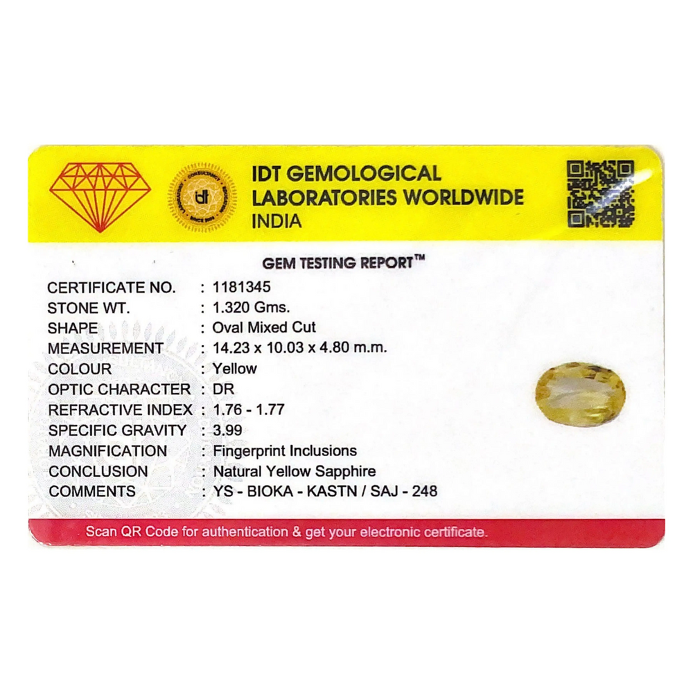 Yellow Sapphire - 6.6 Carat - Pramogh