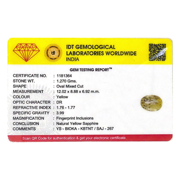 Yellow Sapphire - 6.35 Carat - Pramogh