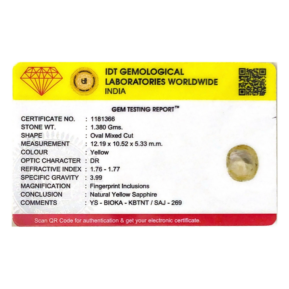 Yellow Sapphire - 6.9 Carat - Pramogh