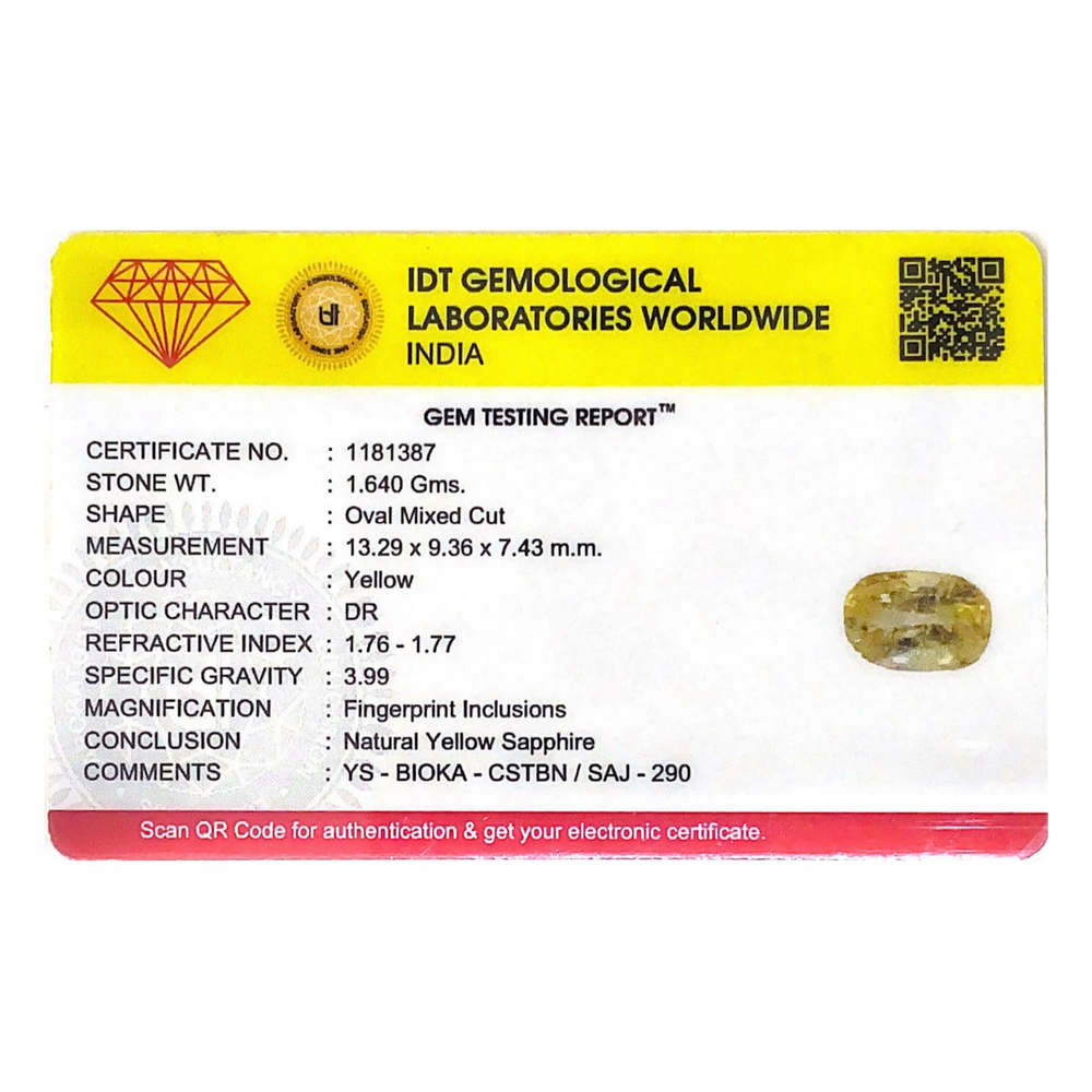 Yellow Sapphire - 8.2 Carat - Pramogh