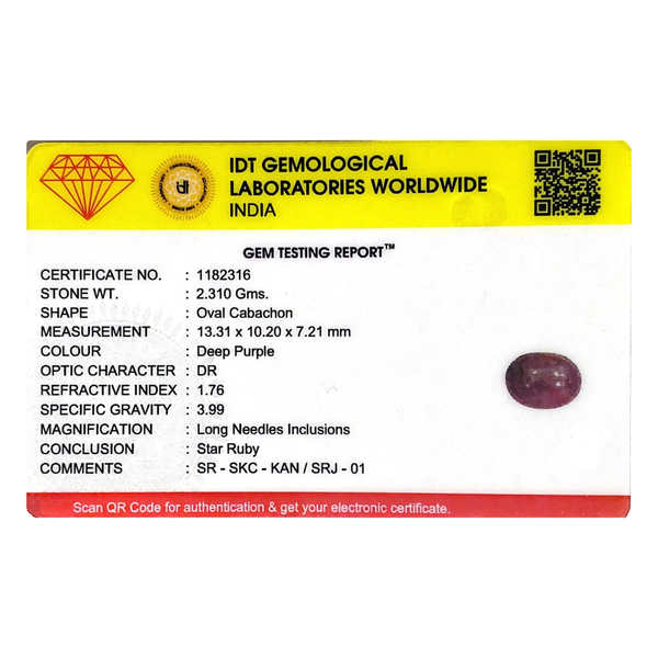 Star Ruby - 11.55 Carat