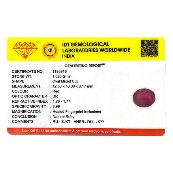 Ruby - 8.1 Carat - Pramogh