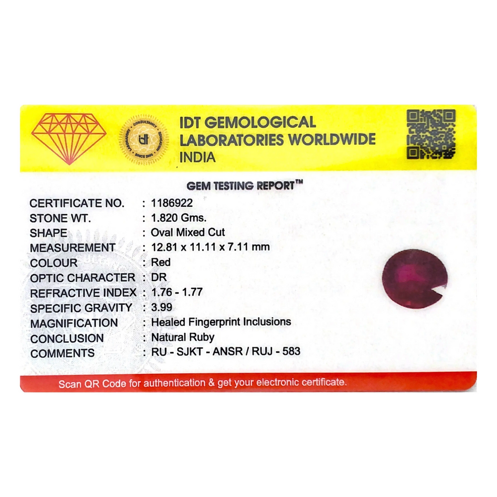 Ruby - 9.1 Carat - Pramogh