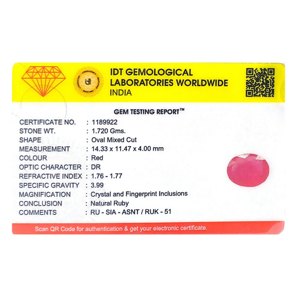 Ruby - 8.6 Carat