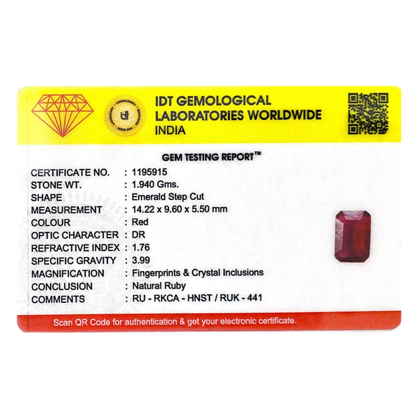 Ruby - 9.7 Carat