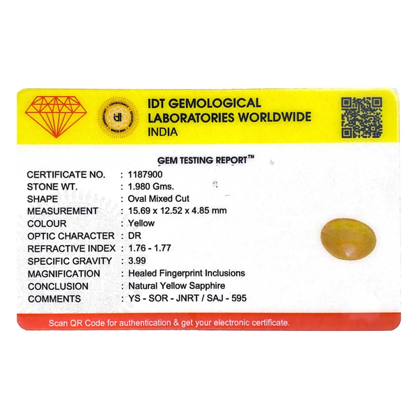 Yellow Sapphire - 9.9 Carat - Pramogh