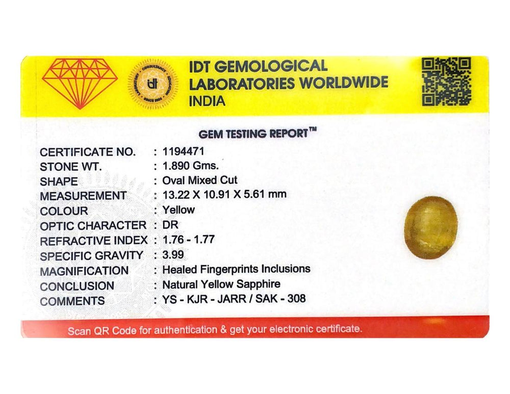 Yellow Sapphire - 9.45 Carat