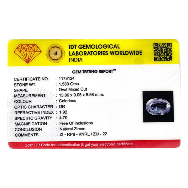 Natural White Zircon - 7.9 Carat - Pramogh