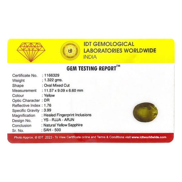 Yellow Sapphire - 6.61 Carat - Pramogh