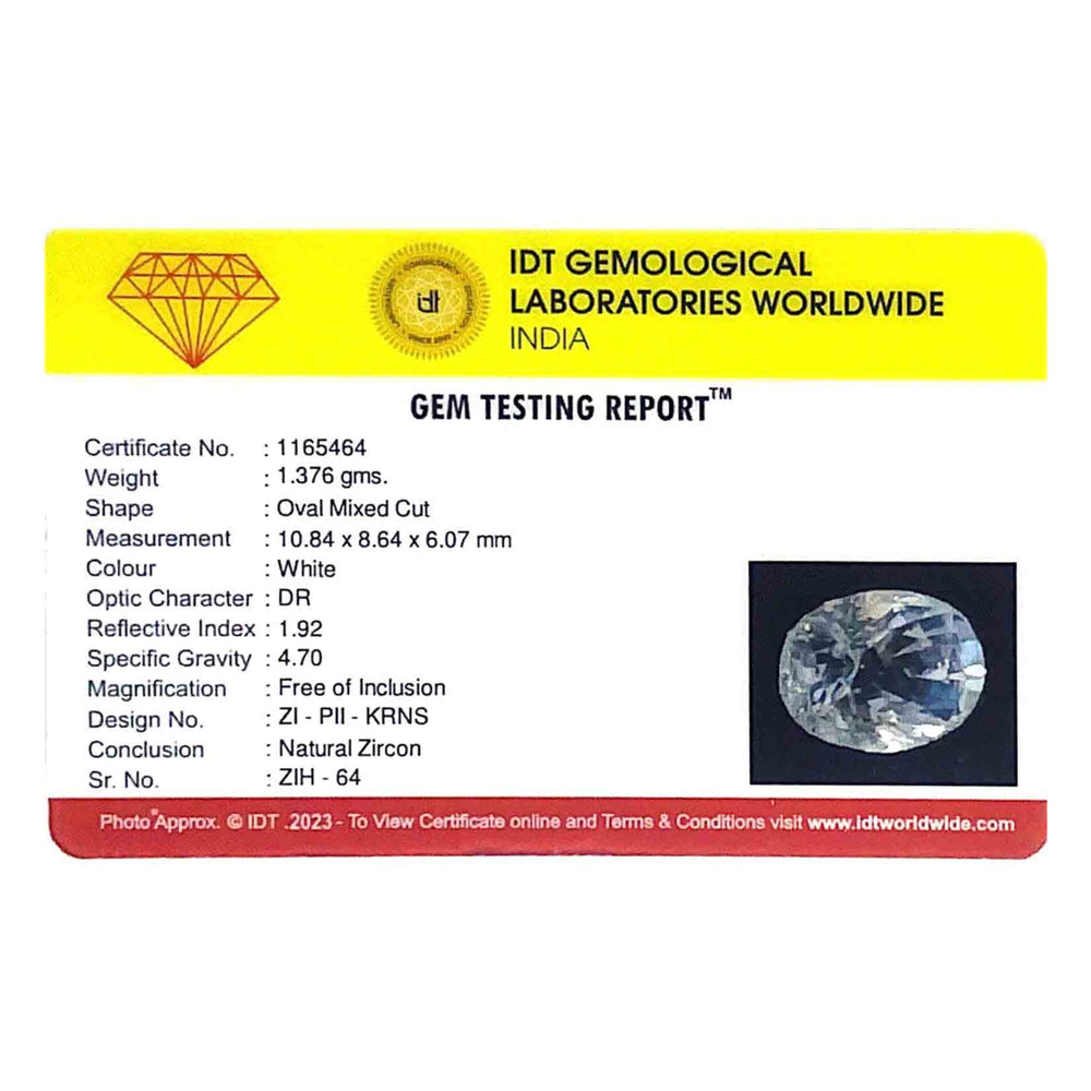 Natural White Zircon - 6.88 Carat - Pramogh