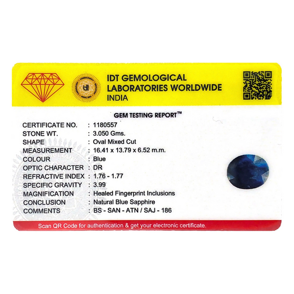 Blue Sapphire - 15.25 Carat - Pramogh