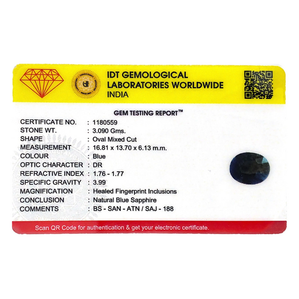 Blue Sapphire - 15.45 Carat - Pramogh