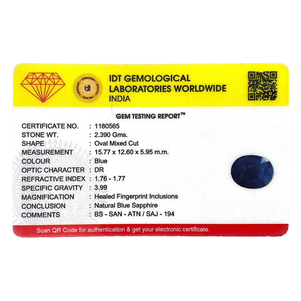 Blue Sapphire - 11.95 Carat - Pramogh