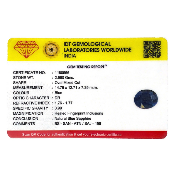 Blue Sapphire - 14.9 Carat - Pramogh
