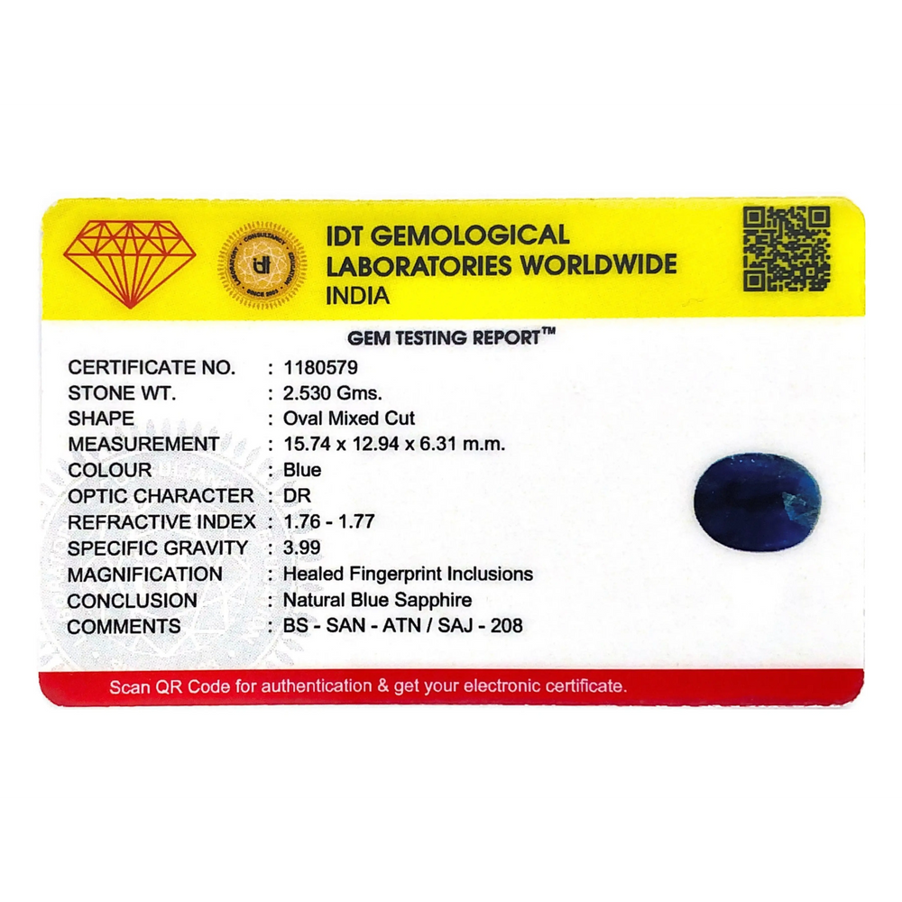 Blue Sapphire - 12.65 Carat - Pramogh