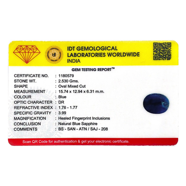 Blue Sapphire - 12.65 Carat - Pramogh