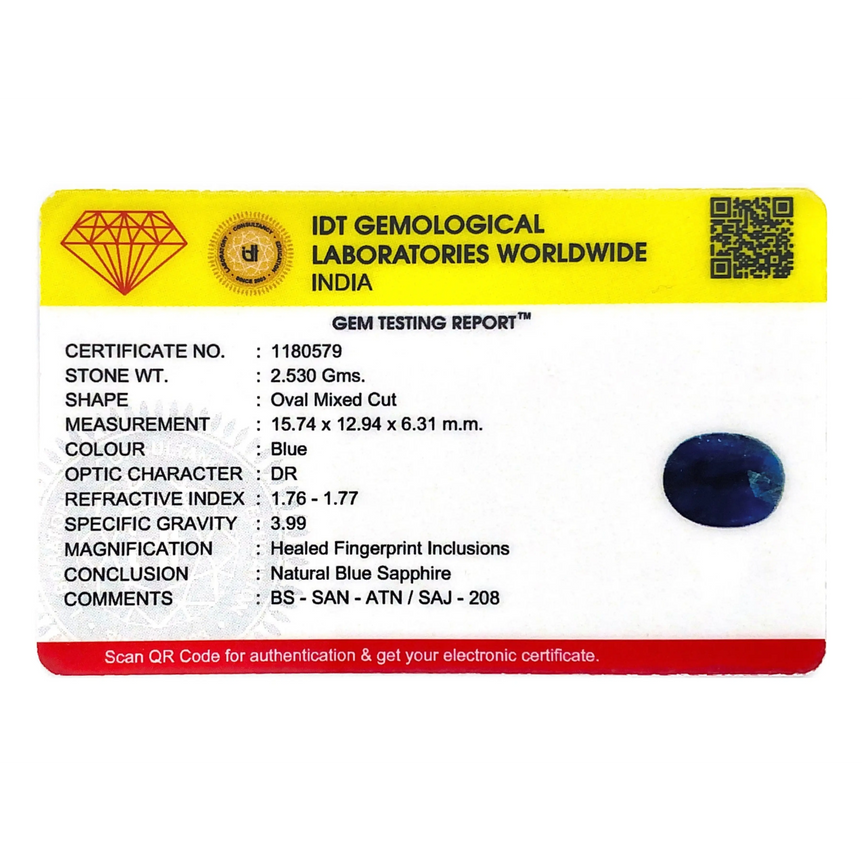 Blue Sapphire - 12.65 Carat - Pramogh