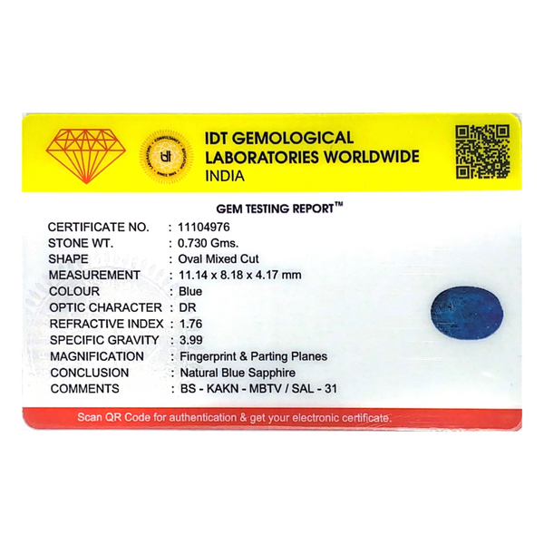 Blue Sapphire - 3.65 Carat