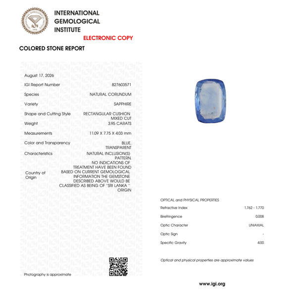 Blue Sapphire - 3.95 Carat