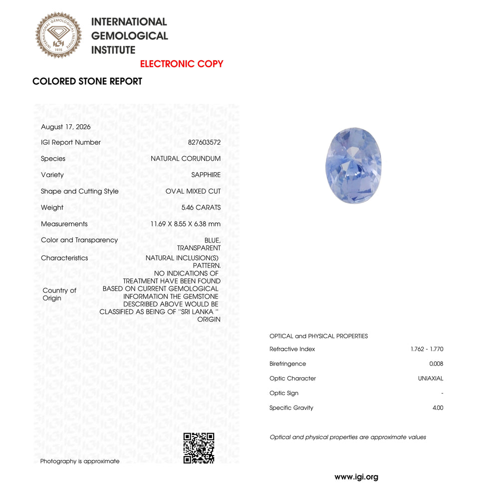 Blue Sapphire - 5.46 Carat