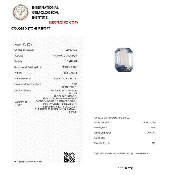 Blue Sapphire - 4.53 Carat