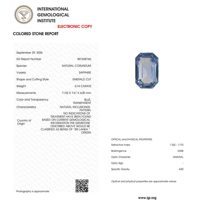 Blue Sapphire - 6.14 Carat