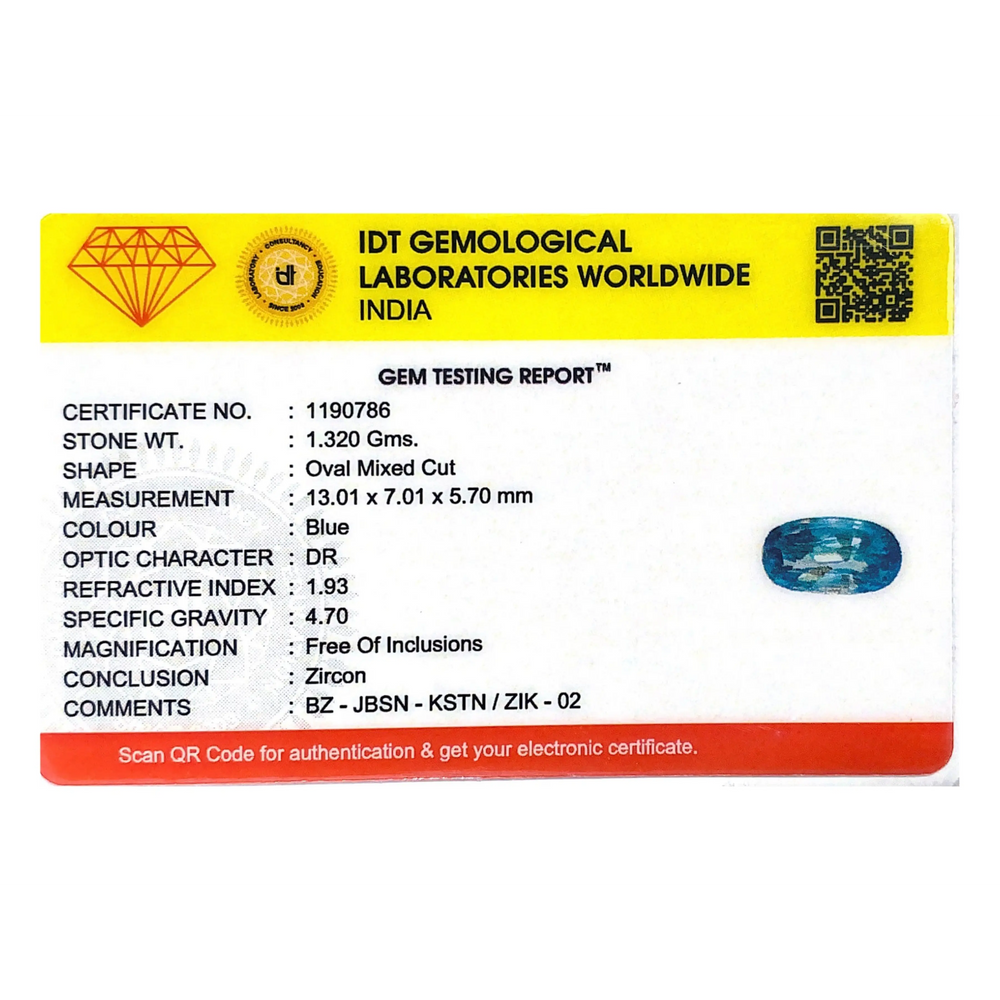 Blue Zircon - 6.6 Carat
