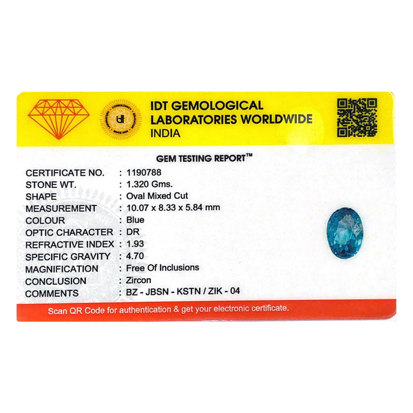 Blue Zircon - 6.6 Carat
