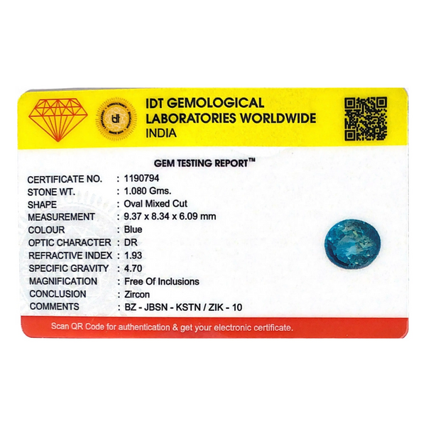 Blue Zircon - 5.4 Carat