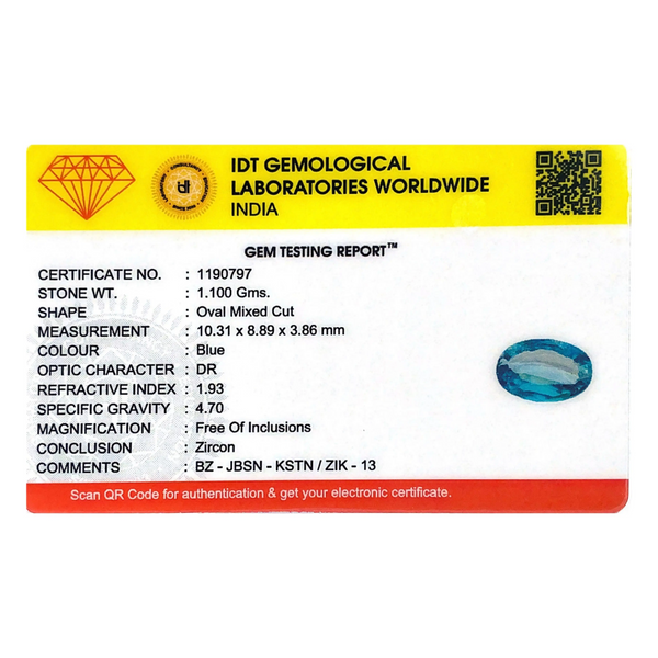 Blue Zircon - 5.5 Carat