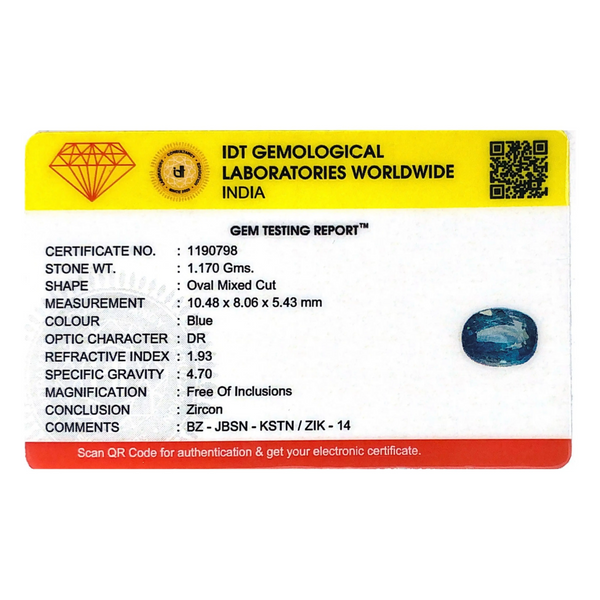 Blue Zircon - 5.85 Carat