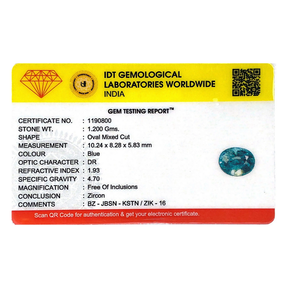 Blue Zircon - 6 Carat