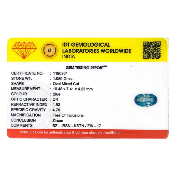 Blue Zircon - 5.4 Carat
