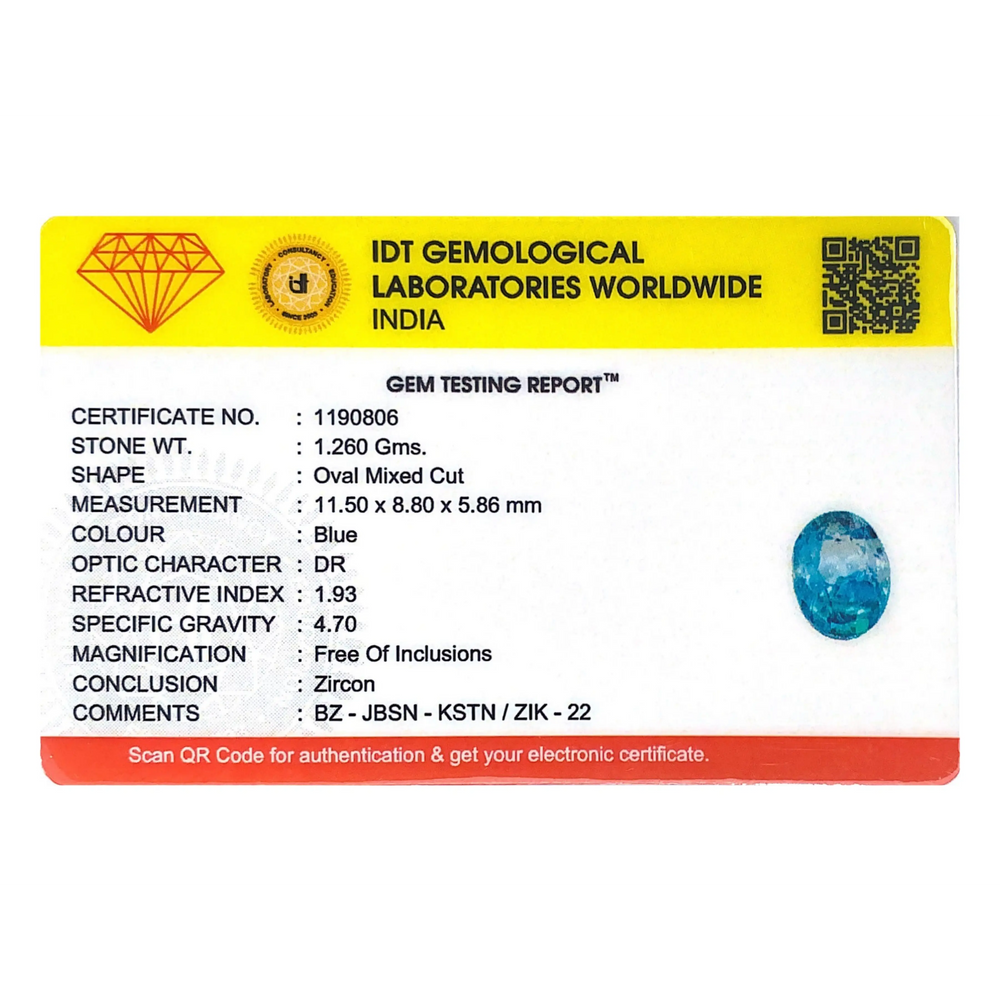 Blue Zircon - 6.3 Carat