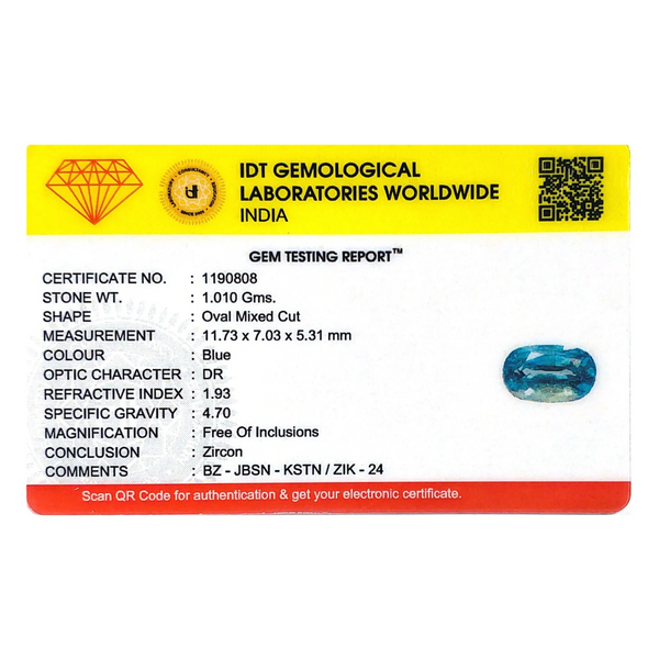 Blue Zircon - 5.05 Carat
