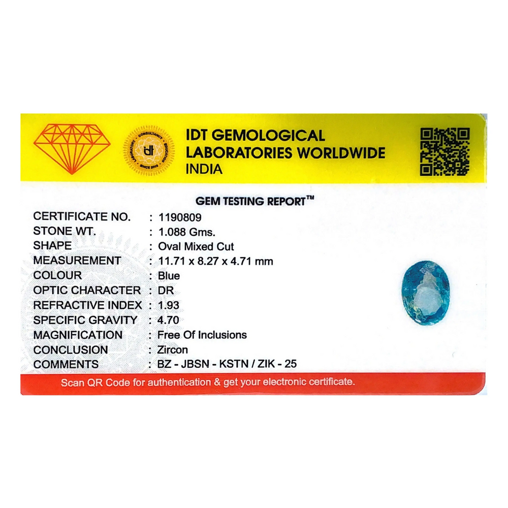 Blue Zircon - 5.44 Carat