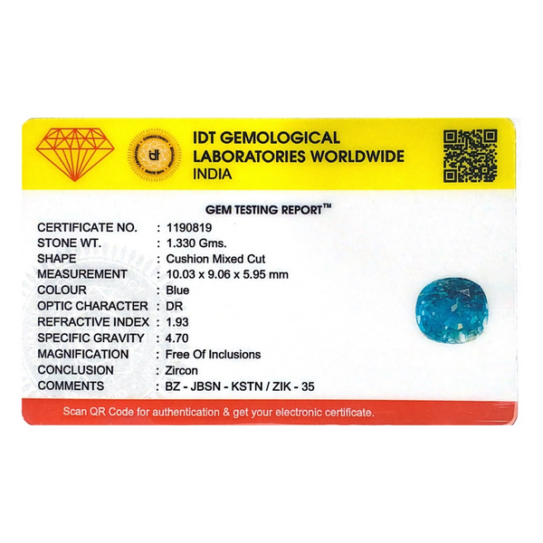 Blue Zircon - 6.65 Carat