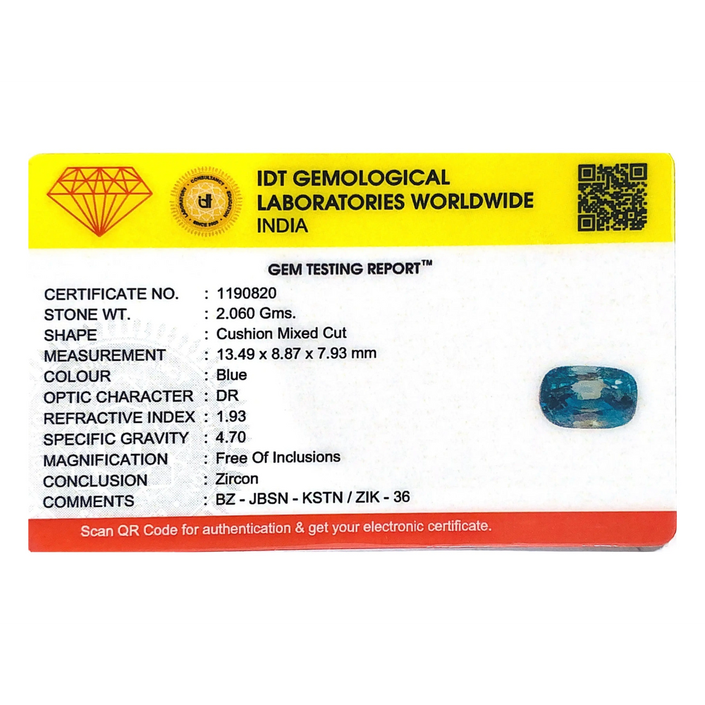Blue Zircon - 10.3 Carat